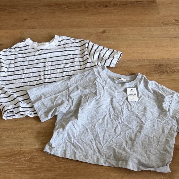 Cotton On Tops - 2 cotton on crop t shirts. Size small. One striped and one all gray.